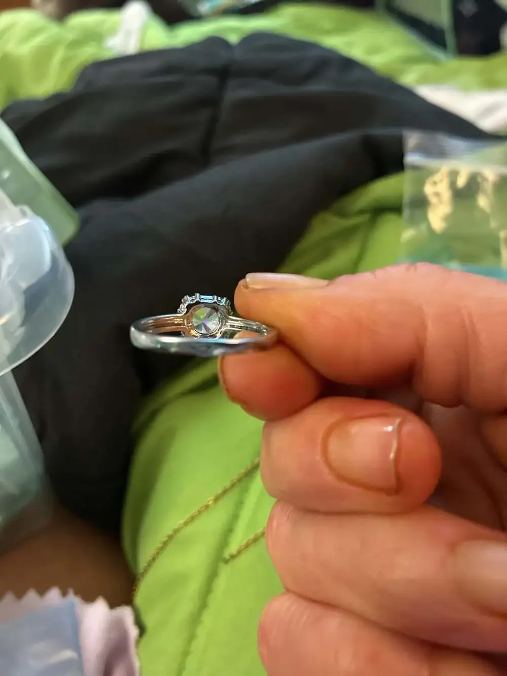 Round Cut Halo Cubic Zirconia Engagement Ring